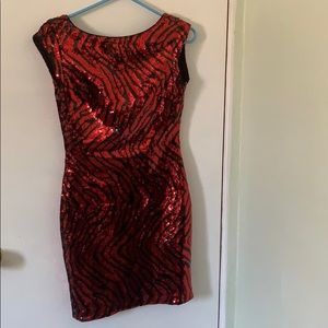 Red and black sparkle dress